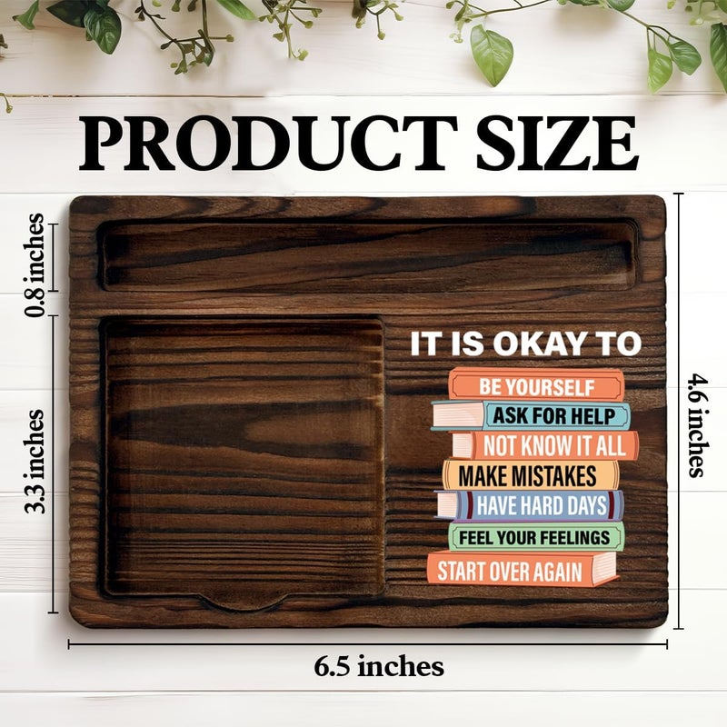QODMGD Motivational Mental Health Sticky Note Holder Inspirational Gifts for Women Men, It's Okay to Be Yourself Post lt Note Dispenser for Home Office School Classroom Desk Decor - Image 2